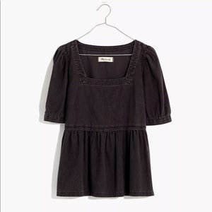 Madewell Denim Babydoll Top in Lunar Wash